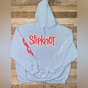 Slipknot Blue Hoodie with Red and White Graphics